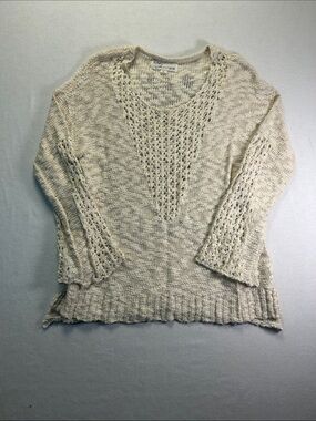 Vintage Havana Open-Knit Cream Sweater - Y2K XL